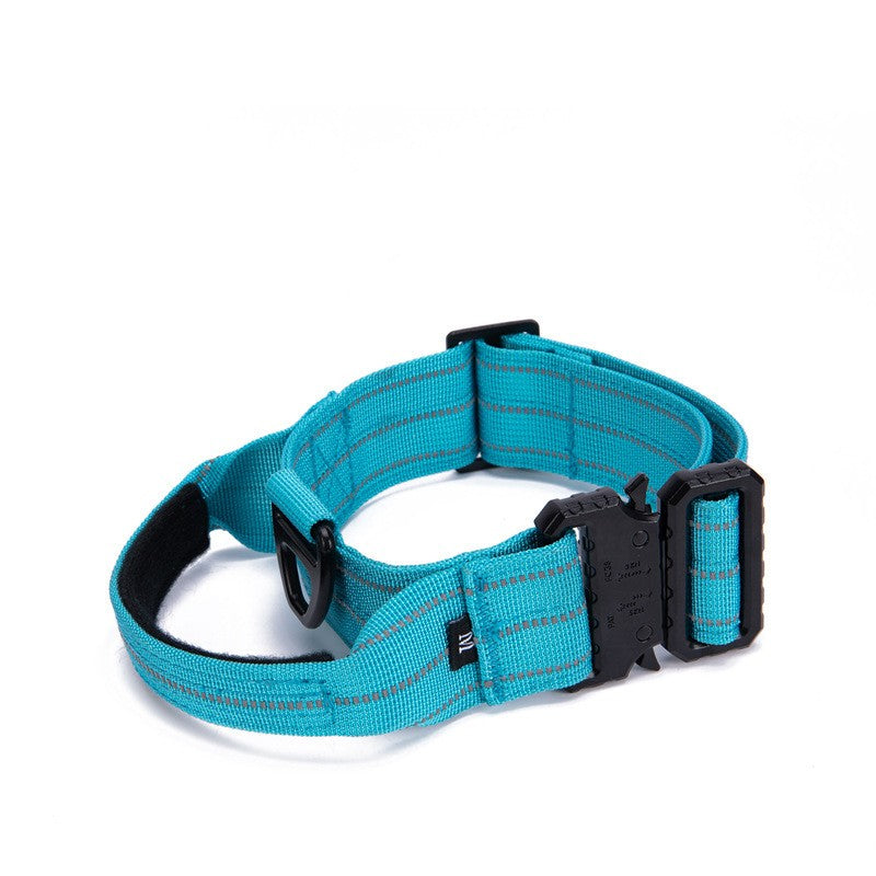 Taktisches Hundehalsband mit Griff Blau – klassisch, robust & reflektierend