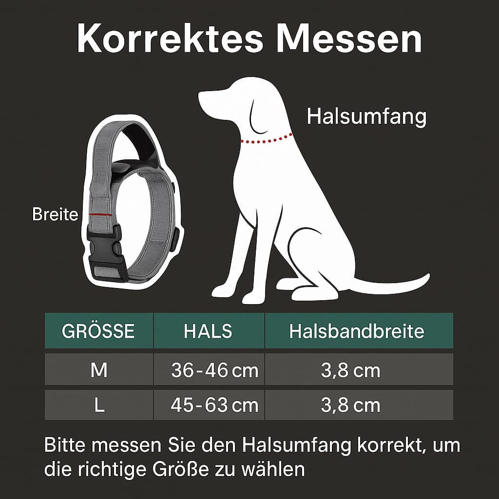 Hundehalsband mit Griff korrektes Messen für die richtige Größe