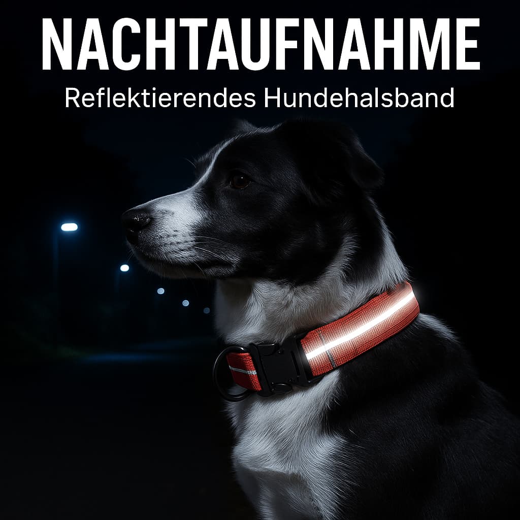 Taktisches Hundehalsband mit Griff reflektierend bei Nacht