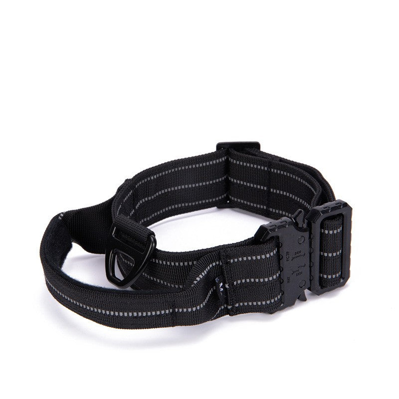 Hundehalsband mit Griff Schwarz – klassisch, robust & reflektierend für tägliche Spaziergänge
