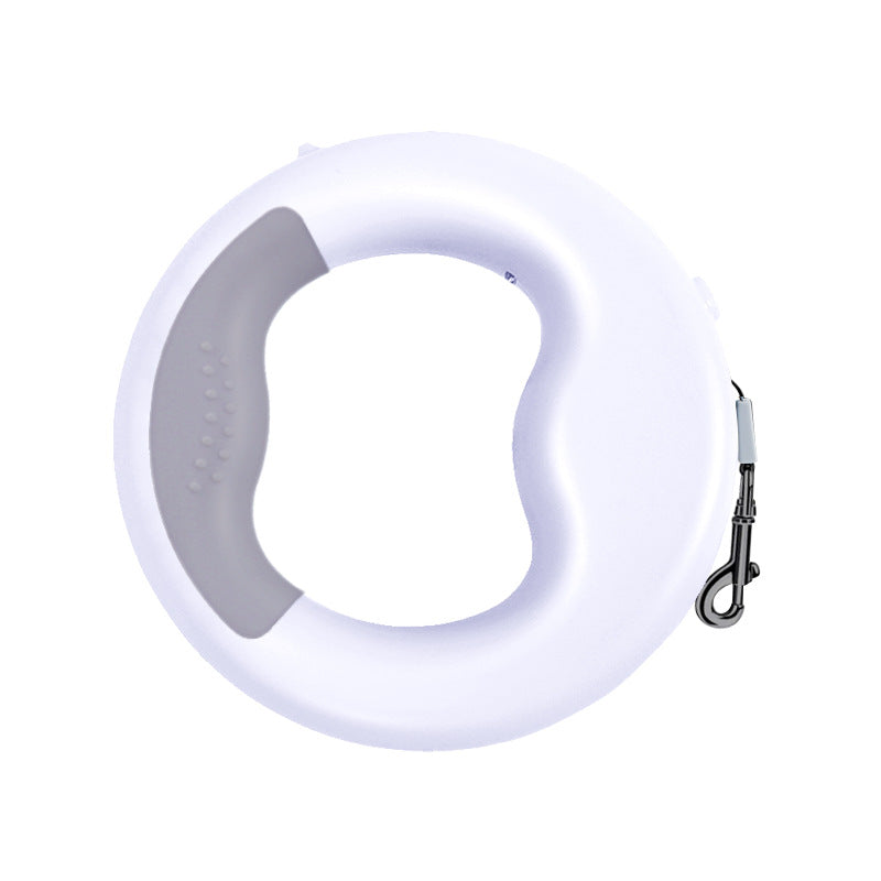 Ergonomische Hundeleine in Weiß – LED-Licht, ausziehbar, wiederaufladbar