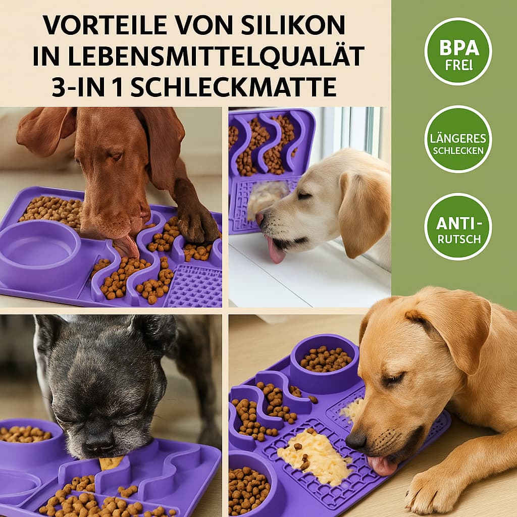 Schleckmatte Hund 3in1 – Slow Feeder & Anti-Schling Napf
