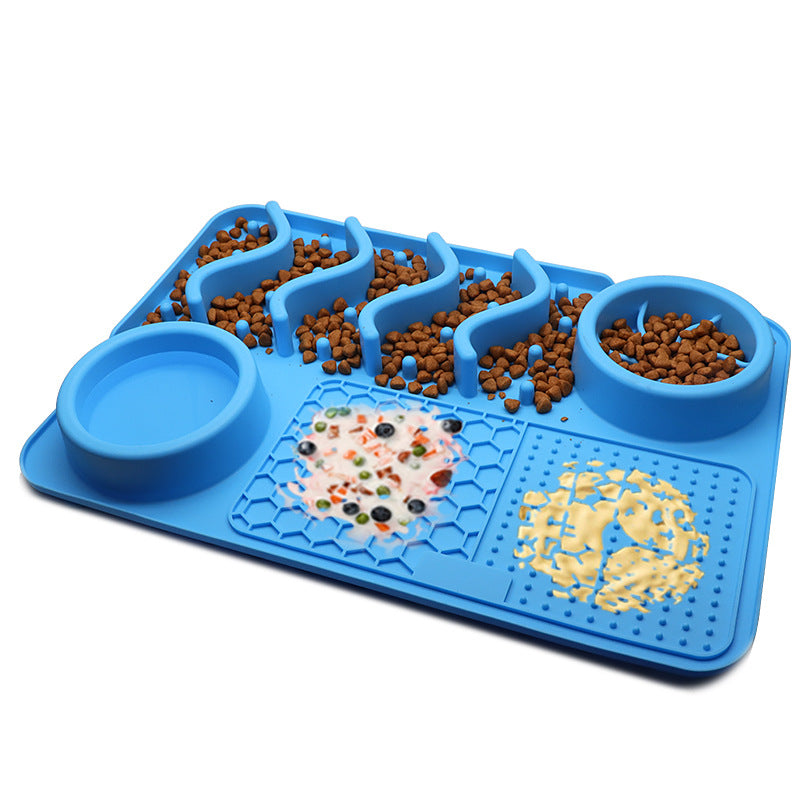 Schleckmatte Hund groß – 3-in-1 Slow Feeder & Anti-Schling Napf in Blau