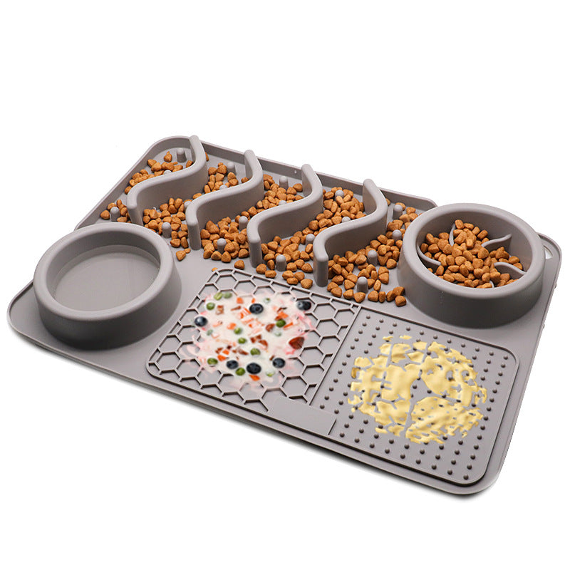 Schleckmatte Hund groß – 3-in-1 Slow Feeder & Anti-Schling Napf in Grau