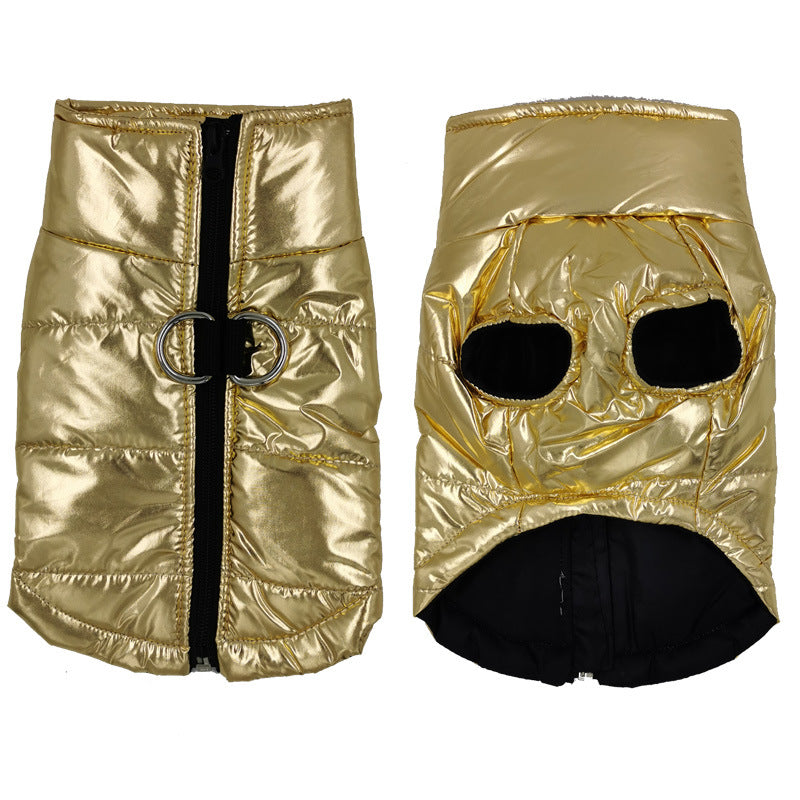 Winter Hundemantel wasserdicht mit Geschirr in Gold – LottyLove®