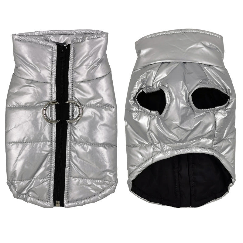 Winter Hundemantel wasserdicht mit Geschirr in Silber – LottyLove®
