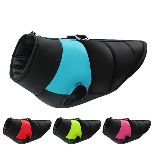 Hundemantel wasserdicht mit Geschirr – Winterjacke Hund in Schwarz-Rot, Schwarz-Blau, Schwarz-Grün und Schwarz-Pink, warme Hundejacke & Regenjacke