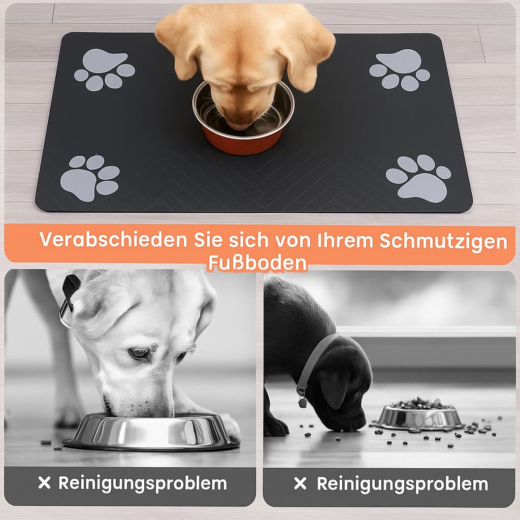 Napfunterlage Hund schützt Boden vor Schmutz und Futterresten