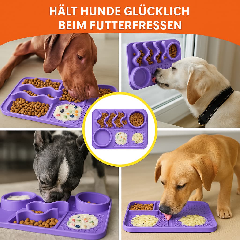 Schleckmatte Hund 3in1 – Slow Feeder & Anti-Schling Napf
